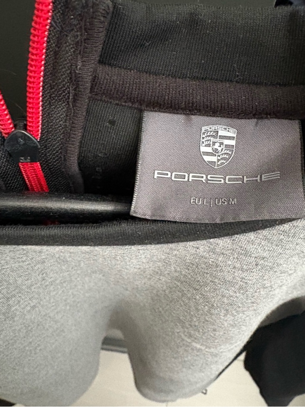 Porsche Black & Gray Zip-Up sweatshirt with Red Trim